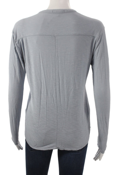 Standard James Perse Womens Gray Cotton Henley Long Sleeve Basic T-Shirt Size 0
