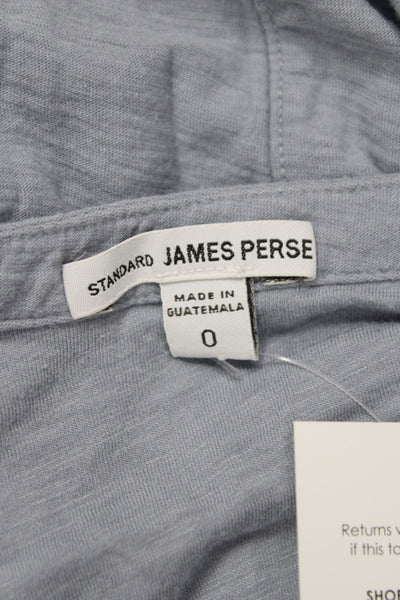 Standard James Perse Womens Gray Cotton Henley Long Sleeve Basic T-Shirt Size 0