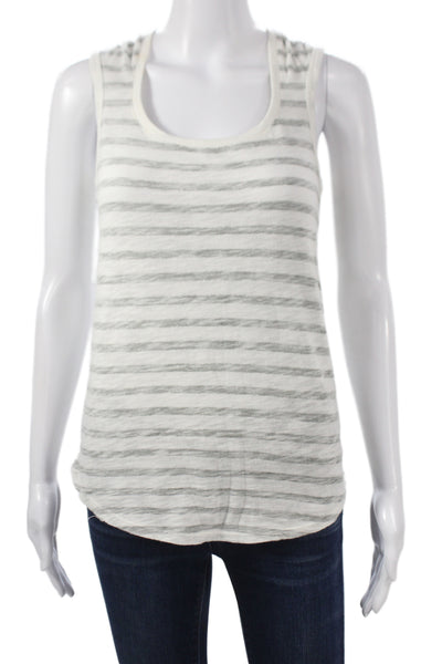 ATM Womens Striped Cotton Scoop Neck Sleeveless Tank Gray Size XS