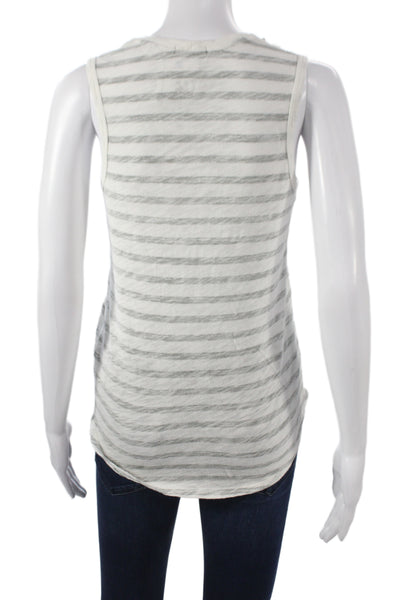 ATM Womens Striped Cotton Scoop Neck Sleeveless Tank Gray Size XS
