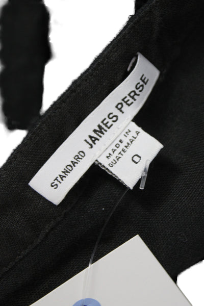 Standard James Perse Womens Black Linen V-Neck Long Sleeve Jumpsuit Size 0