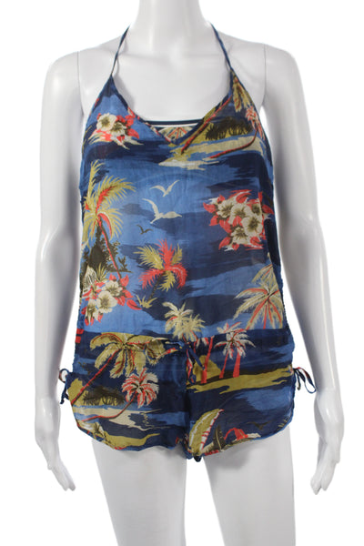 Dsquared2 Women Three Piece Set Floral Cotton Tropical Blue Bikini Size S