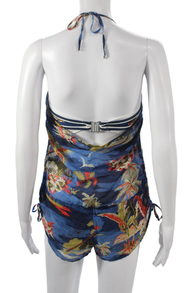Dsquared2 Women Three Piece Set Floral Cotton Tropical Blue Bikini Size S
