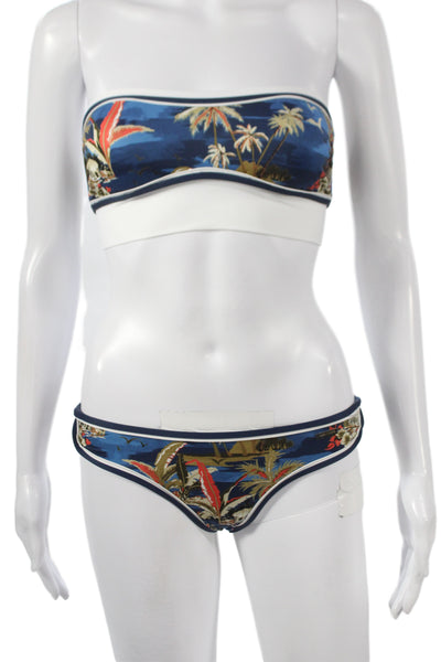 Dsquared2 Women Three Piece Set Floral Cotton Tropical Blue Bikini Size S