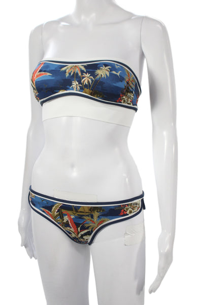 Dsquared2 Women Three Piece Set Floral Cotton Tropical Blue Bikini Size S