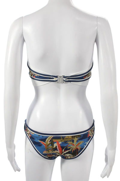 Dsquared2 Women Three Piece Set Floral Cotton Tropical Blue Bikini Size S