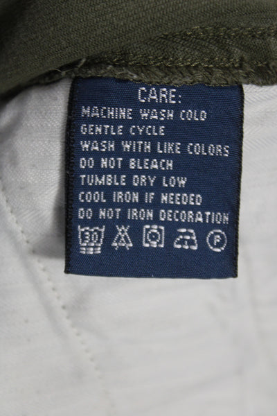 Ralph Lauren Blue Label Women Chino Pants Green Cotton Hook & Eye Size 2