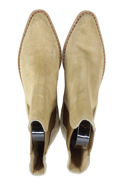 Vince Womens Slip On Block Heel Pointed Toe Ankle Boots Brown Suede Size 7M