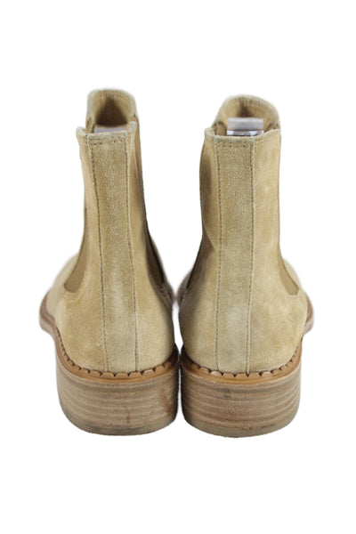 Vince Womens Slip On Block Heel Pointed Toe Ankle Boots Brown Suede Size 7M