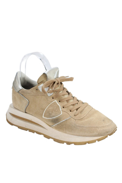 Philippe Model Womens Lace Up Chunky Suede Trainers Sneakers Brown Size 37