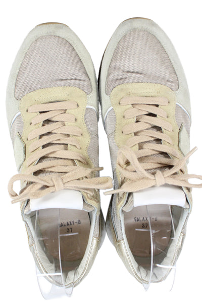 Philippe Model Womens Lace Up Knit Metallic Trim Trainers Sneakers Brown Size 37