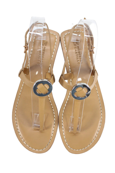 Mercedes Castillo Womens Leather Ankle T Strap Sandals Brown Size 6.5