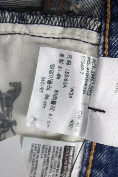 Levis Womens Cropped High Rise Jeans Blue 28in Inseam 100% Cotton Size 24