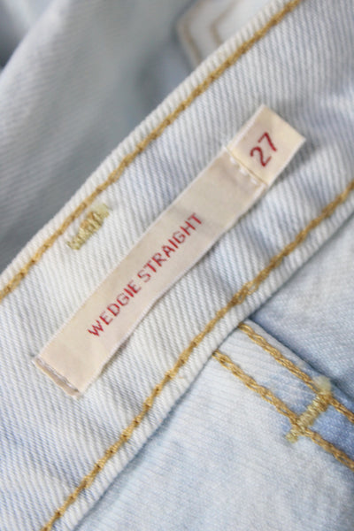 Levis Womens Straight Jeans Blue High Rise Button Size 27