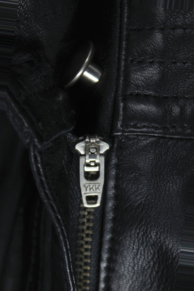 Designer Women Black Leather Paperbag Pants Biker Zip Inseam 36 Size 6