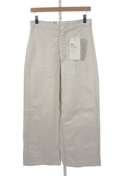 Levis Womens Cropped High Rise Beige Cotton Pants Size 27