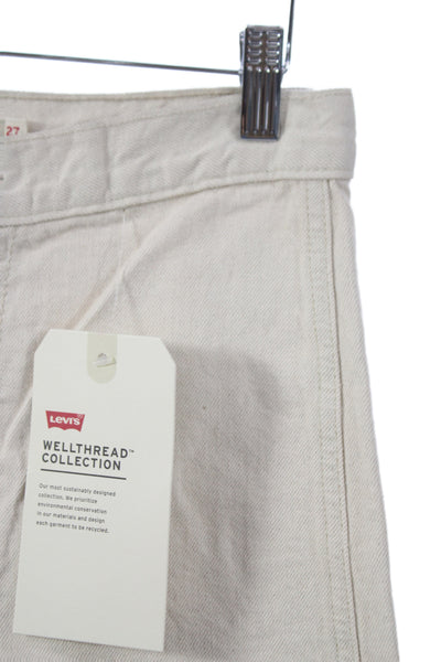 Levis Womens Cropped High Rise Beige Cotton Pants Size 27