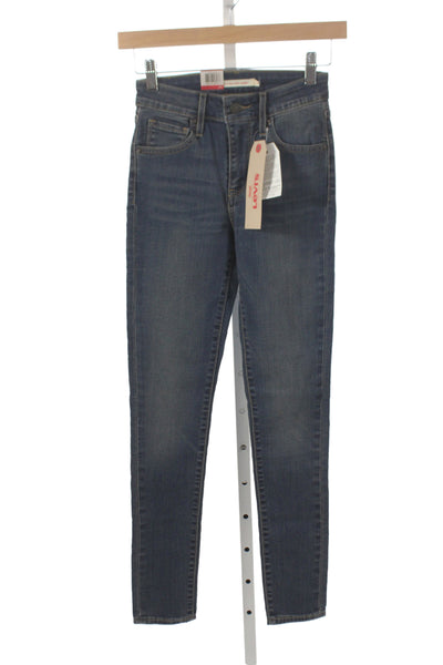 Levis Womens Skinny Jeans Blue High Rise Button Fly Cotton Blend Size 24