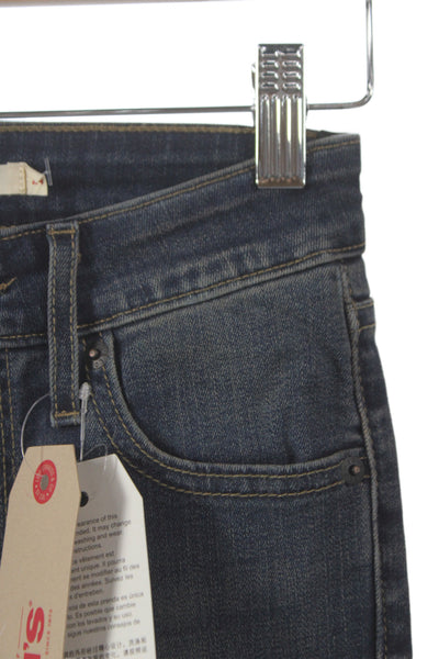 Levis Womens Skinny Jeans Blue High Rise Button Fly Cotton Blend Size 24