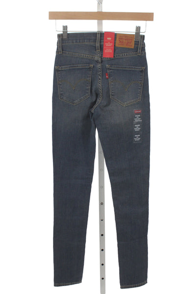 Levis Womens Skinny Jeans Blue High Rise Button Fly Cotton Blend Size 24