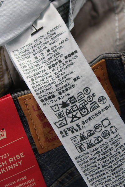 Levis Womens Skinny Jeans Blue High Rise Button Fly Cotton Blend Size 24