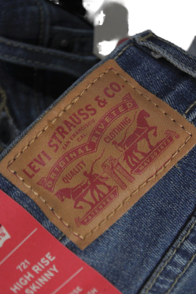 Levis Womens Skinny Jeans Blue High Rise Button Fly Cotton Blend Size 24