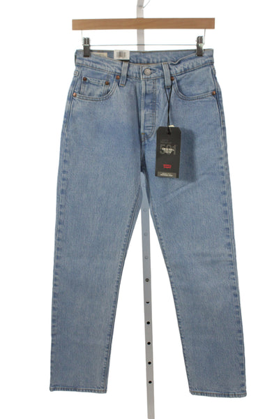 Levis Womens Blue Straight Jeans High Rise Button Fly Size 25