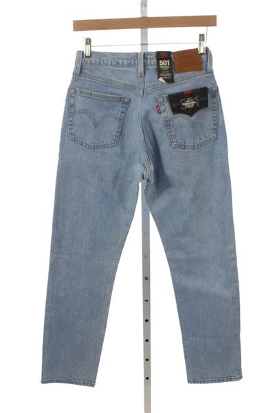 Levis Womens Blue Straight Jeans High Rise Button Fly Size 25