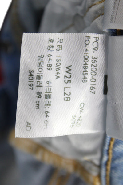 Levis Womens Blue Straight Jeans High Rise Button Fly Size 25