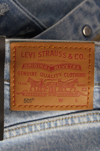 Levis Womens Blue Straight Jeans High Rise Button Fly Size 25