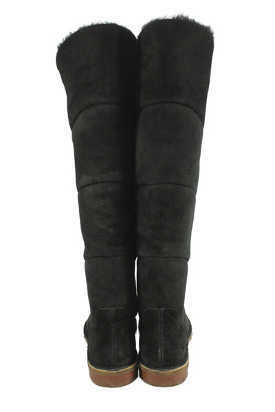 Ugg Womens Slip On Shearling Lined Suede Knee High Boots Black Size 9.5