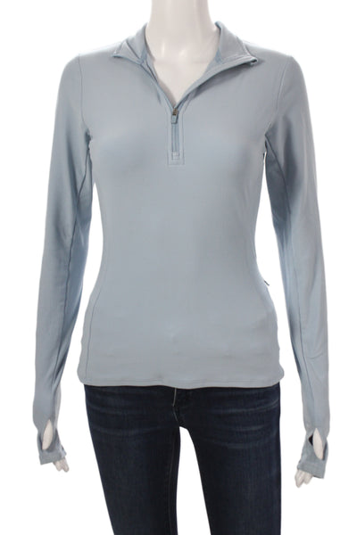 Alo Women Blue Collared Zip Pullover Casual Size S