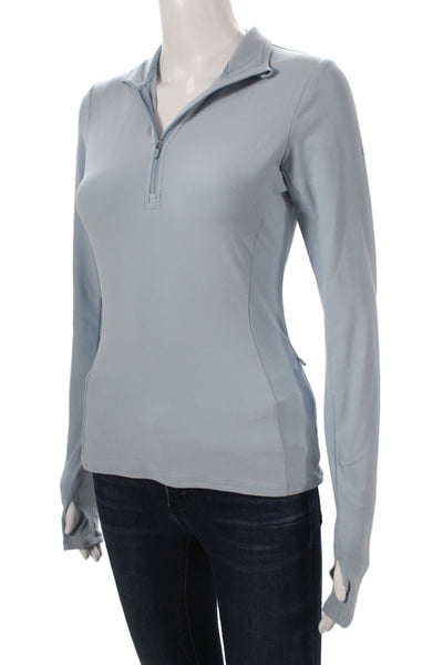 Alo Women Blue Collared Zip Pullover Casual Size S