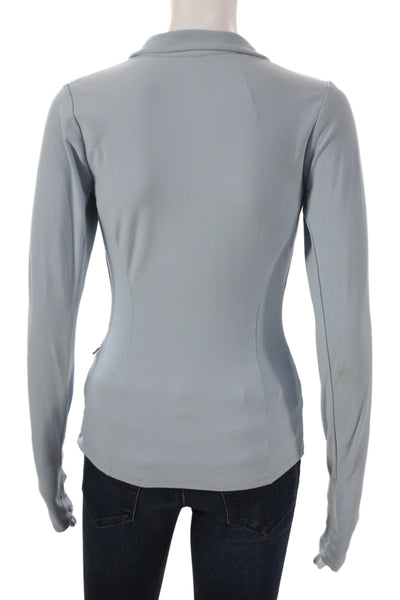 Alo Women Blue Collared Zip Pullover Casual Size S