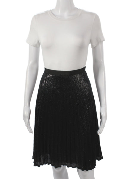 Joie Womens Pleated Black Knee Length Polyester Skirt Size 6