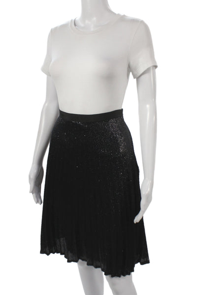Joie Womens Pleated Black Knee Length Polyester Skirt Size 6