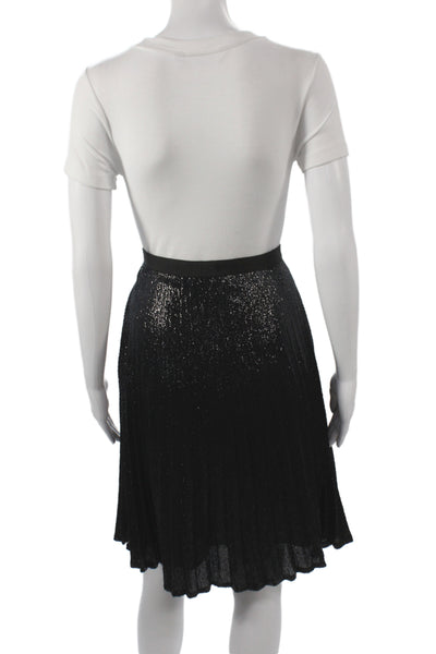 Joie Womens Pleated Black Knee Length Polyester Skirt Size 6