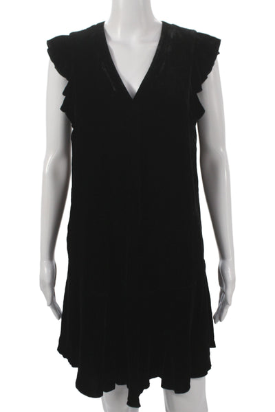 Joie Womens Black V-Neck Shift Dress Rayon Sleeveless Pullover Size S
