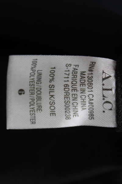 ALC Womens Black Silk Blouson Short Dress 3/4 Sleeve Bohemian Size 6