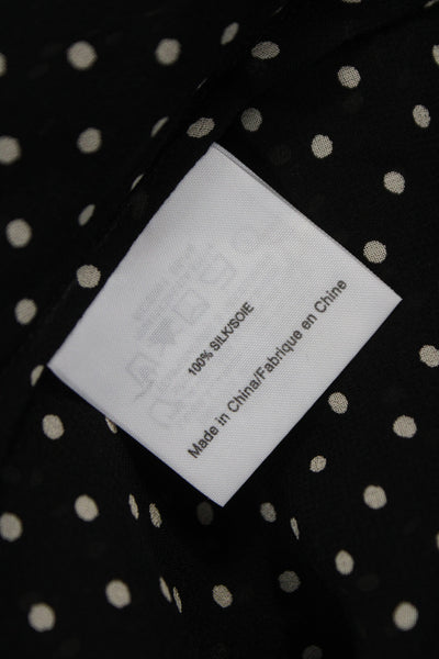 Tory Burch Womens Silk Polka Dot V-Neck Tunic Blouse Long Sleeve Black Size S