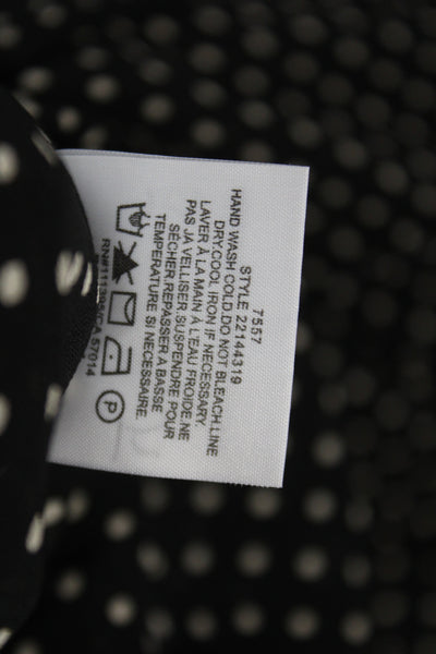 Tory Burch Womens Silk Polka Dot V-Neck Tunic Blouse Long Sleeve Black Size S