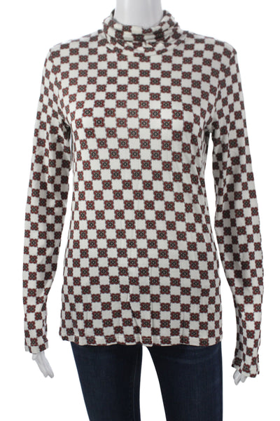 Cara Cara Womens Geometric Tshirt Turtleneck Long Sleeve Multicolor Pima Size M