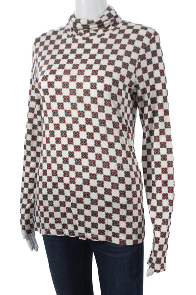 Cara Cara Womens Geometric Tshirt Turtleneck Long Sleeve Multicolor Pima Size M