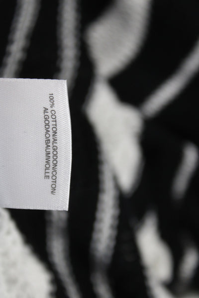 Evan Picone Women Black Zebra Striped Cotton Cardigan Long Sleeve Size L