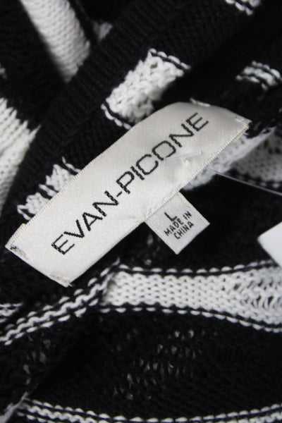 Evan Picone Women Black Zebra Striped Cotton Cardigan Long Sleeve Size L