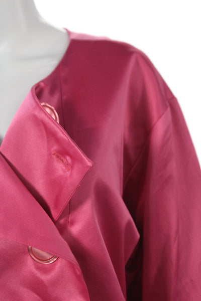Citrine Women Overcoat Pink Rayon 3/4 Sleeve Button 80s Size 14
