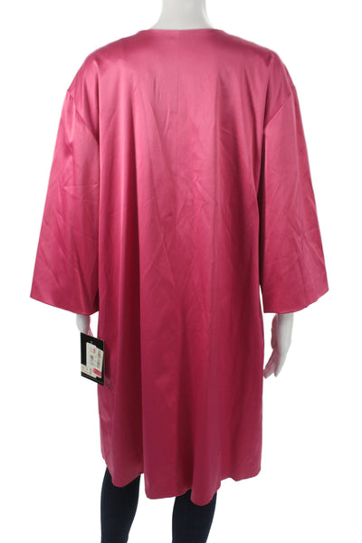 Citrine Women Overcoat Pink Rayon 3/4 Sleeve Button 80s Size 14