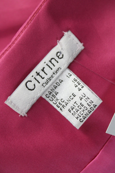 Citrine Women Overcoat Pink Rayon 3/4 Sleeve Button 80s Size 14
