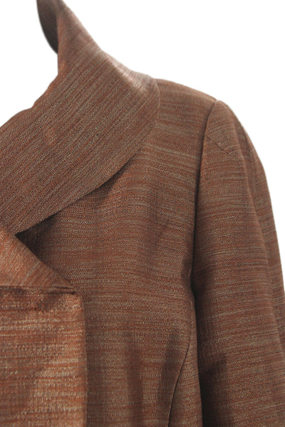 Ellen Tracy Womens Basic Jacket Brown Button Long Sleeve Polyester Size 14