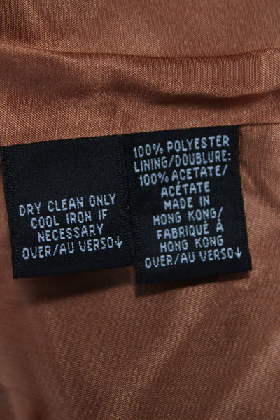 Ellen Tracy Womens Basic Jacket Brown Button Long Sleeve Polyester Size 14